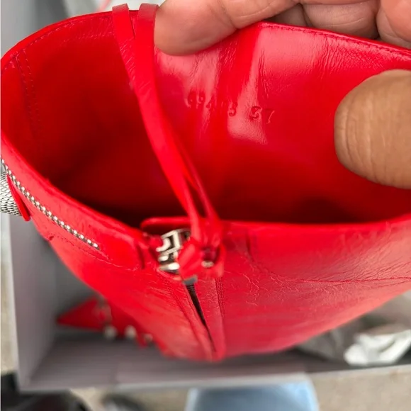 Red Leather Knee-High Stiletto Boots - Women - Picture 6 of 10